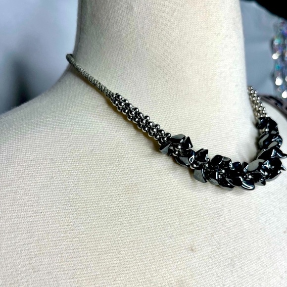 Joseph Nogucci Dark stone, beaded, and woven statement necklace - like new - Picture 2 of 6